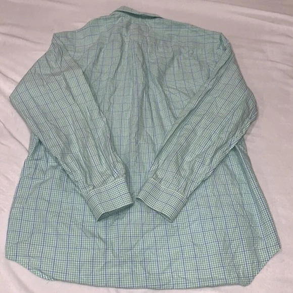 Vineyard Vines Whale Shirt Button Down Preppy Green Gingham with Blue Size Med - Picture 6 of 7